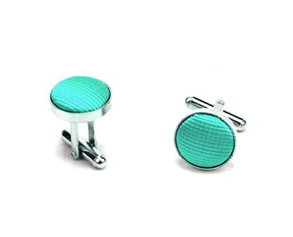 GUSLESON 3.15"（8cm） Solid Color Necktie and Pocket Square Cufflinks Sets For Men + Gift Box - color: Aqua