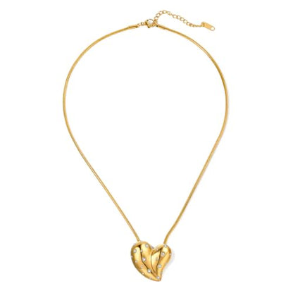 NUZON Sunburst Heart / 2-Tone Interlocking/CZ Evil Eye/Single Pearl/Love Heart Pendant Necklace for Women 14K Gold Chain Necklace Chunky Statement Jewelry - color: CZ Heart