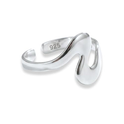 Sterling Silver Toe Ring, Adjustable Open Band, Handmade | Fits Toe, Knuckle or Pinky Ring | One Size Fits Most | Comfortable to Wear | Minimalist Style | Water Resistant - style: Swirl Band