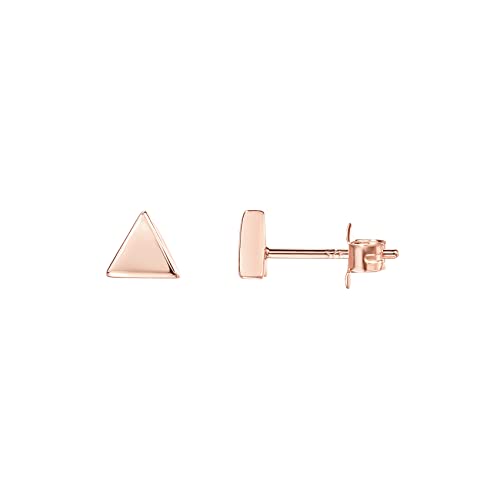 PAVOI 14K Gold Plated 925 Sterling Silver Tiny Stud Earrings for Women - Dainty Circle, Triangle, Bar Earrings - Hypoallergenic Minimalist Geometric Jewelry Small Gold Studs for Women - style: Triangle