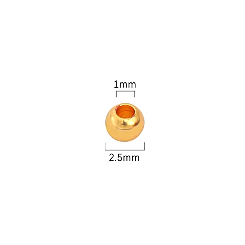 18K Gold Plated Round Spacer Beads 2.5mm 500pcs for Jewelry Making Findings Non Tarnish - color: 18K Gold, size: 2.5mm