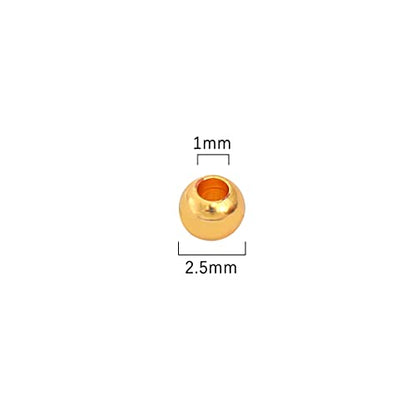 18K Gold Plated Round Spacer Beads 2.5mm 500pcs for Jewelry Making Findings Non Tarnish - color: 18K Gold, size: 2.5mm