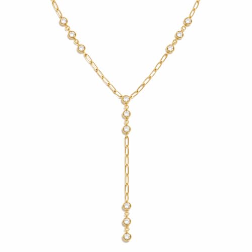 Mchic Gold Necklace for Women Dainty Long Lariat Necklace 18K Gold/Silver Plated Y-Shaped Pendant Necklaces Minimalist Layered Drop Necklaces Trendy Jewelry Gift - color: Gold1