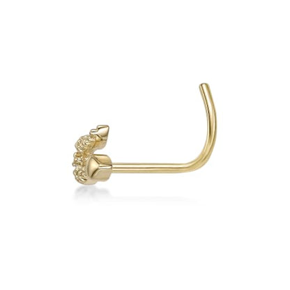 Lavari Jewelers 20 Gauge Curved Screw Nose Stud for Women - 14k Yellow Gold Cubic Zirconia Nose Ring for Her - CZ Unisex Hypoallergenic Nostril Piercing Jewelry - 20G Body Piercing for Men - style: Snake