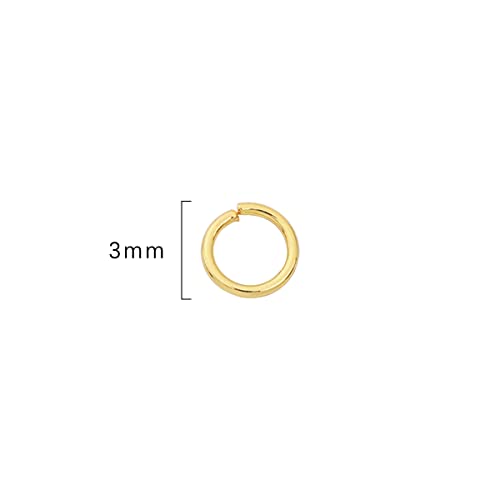 BEADIA 14K Gold Plated Jump Rings Non Tarnish 3mm 1200pcs for Jewelry Making Findings - color: 14K Gold, size: 0.5x3mm
