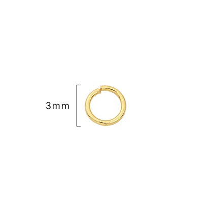 BEADIA 14K Gold Plated Jump Rings Non Tarnish 3mm 1200pcs for Jewelry Making Findings - color: 14K Gold, size: 0.5x3mm