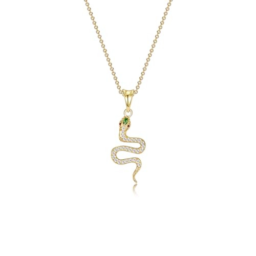 Snake Necklace Dainty Pendant With Cubic Zirconia, Layered Choker, Punk Animal Jewelry, Cool Wedding High Jewelry Party for Women Teen Friends - color: Gold