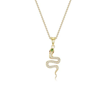 Snake Necklace Dainty Pendant With Cubic Zirconia, Layered Choker, Punk Animal Jewelry, Cool Wedding High Jewelry Party for Women Teen Friends - color: Gold