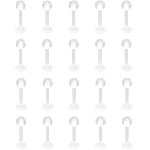 Clear Lip Piercings Set for Women Men 16 G Acrylic Tongue Rings Jewelry Nose Retainers Helix Earrings Studs Labret Piercing Para La Nariz 20 Pcs - size: 1.2*6+3