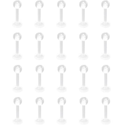 Clear Lip Piercings Set for Women Men 16 G Acrylic Tongue Rings Jewelry Nose Retainers Helix Earrings Studs Labret Piercing Para La Nariz 20 Pcs - size: 1.2*8+3