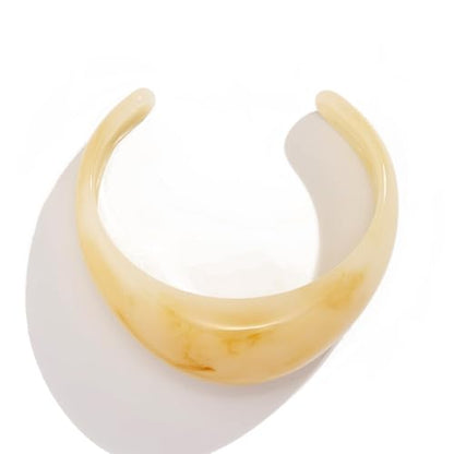 COLORFUL BLING Multicolor Mottled Chunky Acrylic Bangle Thick Wide Resin Geometric Open Cuff Bracelet for Women Wristbands Statement Jewelry - color: Beige