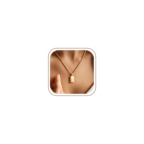 Initial Necklaces 18K Gold Plated,Gold Necklace for Women | Waterproof and Sweat-Resistant / Reinforced Box Chain,Long-Lasting Color Retention - color: C