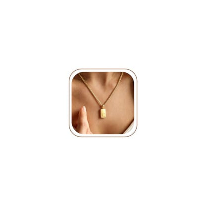 Initial Necklaces 18K Gold Plated,Gold Necklace for Women | Waterproof and Sweat-Resistant / Reinforced Box Chain,Long-Lasting Color Retention - color: C