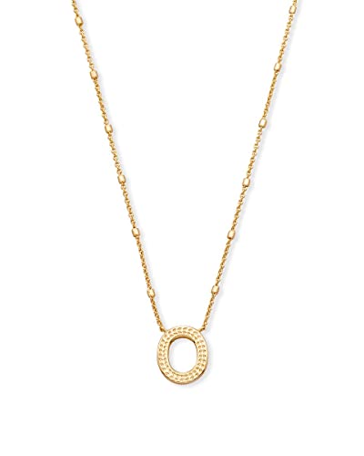 Kendra Scott Letters A-Z Pendant Necklace for Women, Fashion Jewelry, 14k Gold-Plated Brass - color: Letter O