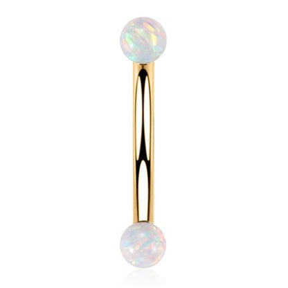 GAGABODY Titanium Eyebrow Jewelry - Curved Barbell & Labret Stud, 16g - Belly Button Ring & Cartilage Earring - Opal Bridge Jewelry - color: 1Pc-Gold+Ball Shape White Opal