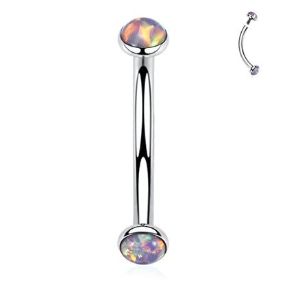 GAGABODY G23 Titanium Eyebrow Piercing Jewelry Curved Barbell Lip Ring | Internal Thread Used in Eyebrow,Belly,Rook 16 Gauge from 6mm to 12mm Lightweight Daily for Woman and Man Sensitive Skin - color: 1Pc-Disc Shape Silver+Purple Opal, size: 16G-6mm