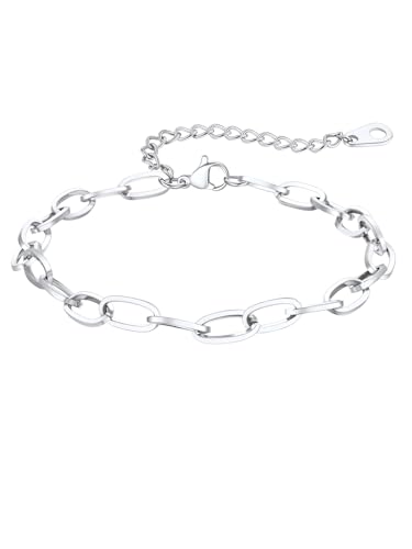 ChainsPro Stainless Steel Waterproof Anklet for Women, Adjustable Non Tarnish Layered Anklets, Trendy Dainty Cuban Link Ankle Bracelet Beach Jewelry Gifts for Swimming & Daily Wear (8.5+2 inches) - style: 1pc-Style-A-Steel