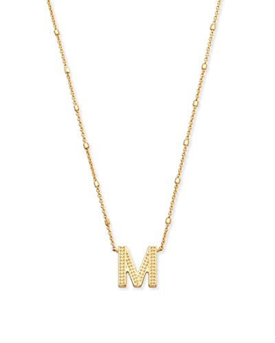 Kendra Scott Letters A-Z Pendant Necklace for Women, Fashion Jewelry, 14k Gold-Plated Brass - color: Letter M