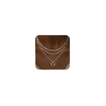 CHESKY Layered Silver Necklace for Women Trendy,Dainty Silver Plated Stackable Charm Necklace Layering Paperclip Tennis Rope Chain CZ Pendant Jewelry Set Gifts - style: paperclip
