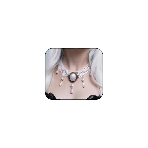 Vampire Choker Necklace for Women Gothic Lace Choker Necklace Y2K Goth Red Black Zirconia Pendant Necklaces Halloween Dark Bridal Vampire Costume Jewelry Accessories - style: Style-F