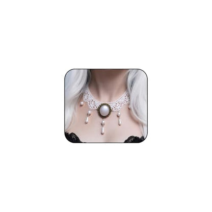 Vampire Choker Necklace for Women Gothic Lace Choker Necklace Y2K Goth Red Black Zirconia Pendant Necklaces Halloween Dark Bridal Vampire Costume Jewelry Accessories - style: Style-F