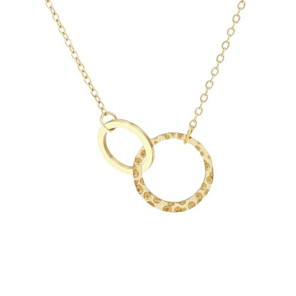 Minimalist Stainless Steel Single or Two Circular Hammered Texture Pendant Necklace for Women, 14K Gold/Silver/Rose Gold Plated Hypoallergenic Stackable Layered Collarbone adjustable Chain Necklace, Dainty Layering Necklace Jewelry Gift - style: Gold Two