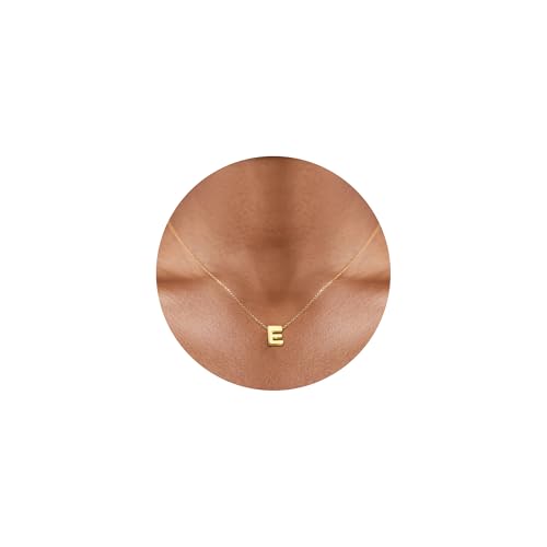 Gold Initial Necklace for Women - Dainty Letter Pendant Necklaces, Adjustable 18+3 Inch Chain, Personalized Gift Trendy Jewelry for Mom, Daughter, Wife (Choose Letter A-Z) - color: E