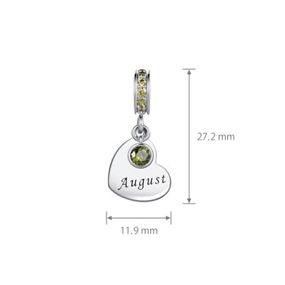 NARTGO January-December Birthstone Birthday Charm Heart Dangle Beads Jewelry Gift for Women Compatible with Pandora Bracelets & Necklaces - style: August Birthstone
