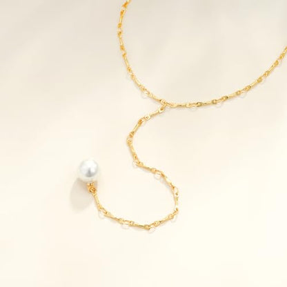 Pearl Necklaces for Women - 14K Gold Plated Y-Shaped Choker Necklace for Women, Gold Jewelry Beaded Necklace Gifts for Teens - color: Y-Pearl-4