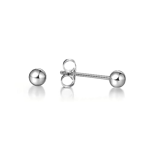 Limerencia Hypoallergenic G23 Pure F136 Implant Grade Titanium Earrings | 20G Flat Back Studs with CZ, Available in Round, Princess-Cut, Square & Ball, Earrings for Women and Men with Sensitive Ears - style: 3mm Round Ball