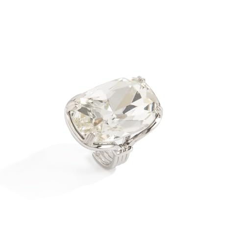 Sparkling Rectangle Chunky Rhinestone Ring for Women Adjustable Thick Big Cocktail Statement Rings Geometric Crystal Band Ring Wedding Birthday Wedding Prom Party Christmas Jewelry Accessary