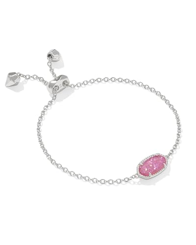 Kendra Scott Elaina Adjustable Chain Bracelet for Women, Fashion Jewelry, Gold-Plated - color: RHODIUM - HOT PINK DRUSY