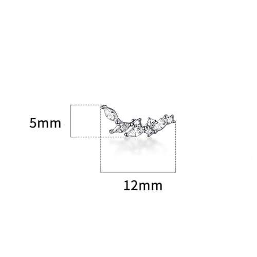 925 Sterling Silver Leaf Helix Earring Stud for Right Ear, Gold Plated Pure Silver Leaf Climber Cartilage Earring, Cartilage Piercing Jewelry, 1Pc