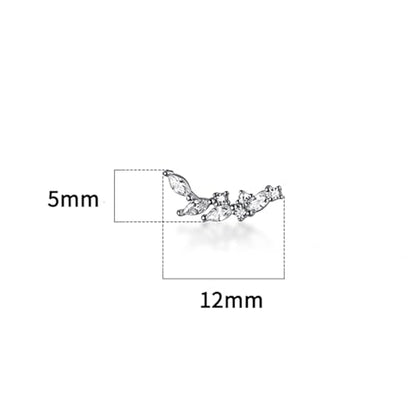 925 Sterling Silver Leaf Helix Earring Stud for Right Ear, Gold Plated Pure Silver Leaf Climber Cartilage Earring, Cartilage Piercing Jewelry, 1Pc