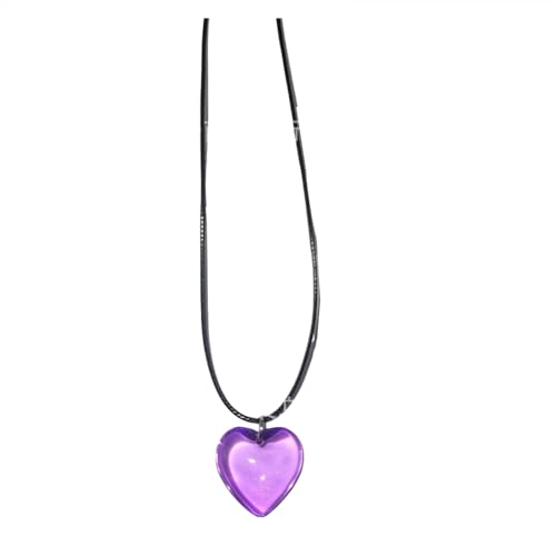 Yocoyee Dainty Colorful Glass Heart Shape Pendant Necklace Stainless Steel Link Rope Chian Love Heart Charms Pendant Necklace Y2K Trendy Jewelry Accessories for Women Jewelry - color: 6pcs