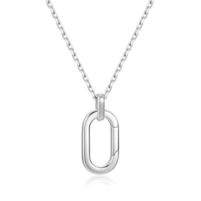SAMYA Stainless Steel Necklace for Women | Minimalist Oval Clasp Necklace and Paperclip Chain Necklace, Modern Gold Silver Tone Necklace - color: Silver