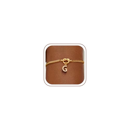 Gold Initial Bracelets for Women Jewelry Gifts - Dainty 14K Gold Plated Zircon Letter Knot Bracelet 26 Alphabet Monogram Initial Bracelets Birthday Gifts for Women - color: G