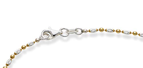 Miabella Italian 925 Sterling Silver Anklet for Women | Bead Ankle Bracelet | Bead Ankle Bracelet, Diamond-Cut, Fine Jewelry, Made in Italy - color: yellow-gold-plated-silver, size: Length 11 Inches (Large)
