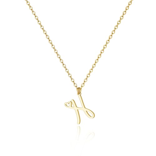 Tewiky Initial Necklace for Women-14k Gold Plated Dainty Letter Necklaces | Trendy Cute Custom Personalized Monogram Necklaces - color: gold, style: H