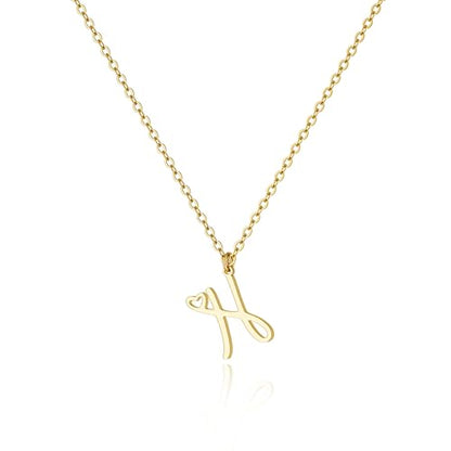 Tewiky Initial Necklace for Women-14k Gold Plated Dainty Letter Necklaces | Trendy Cute Custom Personalized Monogram Necklaces - color: gold, style: H