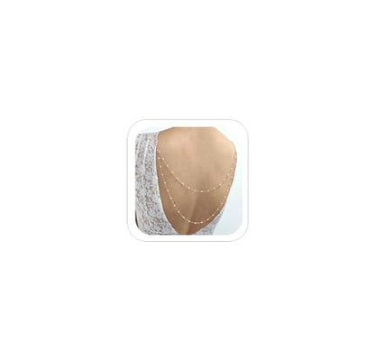 Pearl Back Chain Necklace Wedding Bridal Silver Gold Layered Backdrop Body Chain for Women Backless Dress - color: Gold