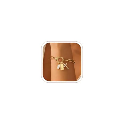Initial Cross Charm Bracelet, 18K Gold Plated Dainty Paperclip Link Chain Bracelets for Women, Non Tarnish, A-Z Letter Bracelet Personalized Gifts Gold Jewelry for Women - color: Letter-G