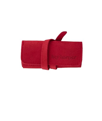 Hey Harper Travel Jewelry Organizer Roll – Compact Storage Pouch for Rings, Earrings, Necklaces & Bracelets – Foldable Case for Women (Included Only Roll) (Red) - color: Red