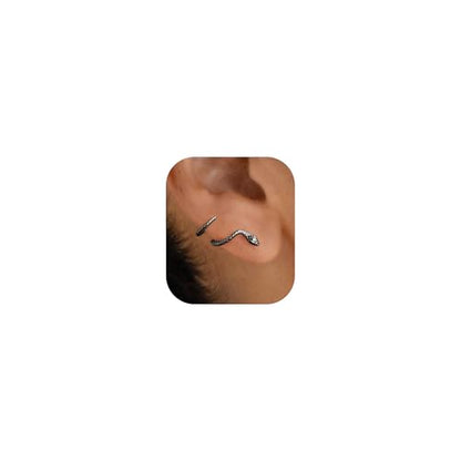 Stud Earrings for Women- 14K Gold/White Gold Plated/Black Bow Dragon Softball Snake Bat Stud Earrings - color: black Snake ear cuff