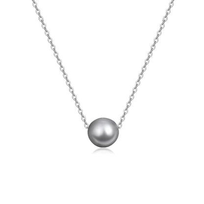 925 Sterling Silver Black Pearl Necklace Choker Jewelry Birthday Gifts for Women - style: Grey Pearl