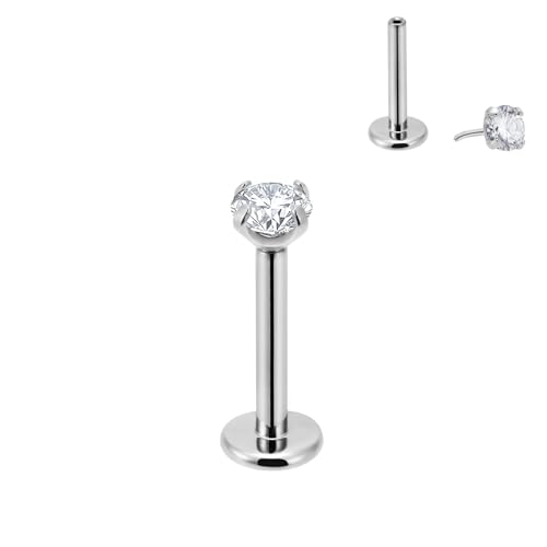 20g/18g/16g Titanium Press Fit Threadless Push in Labret Stud
