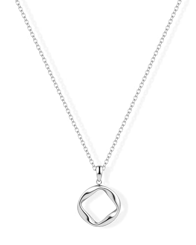 Infinity Circle Pendant Necklace Minimalist Eternal Mobius Silver Necklace Dainty Geometric Trendy Jewelry Gift for Women-Silver&14k Gold Plated - color: Silver
