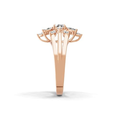 Fabulous Marquise Oval Lab Grown Diamond 14K Gold Band Ring (HRN-000217)