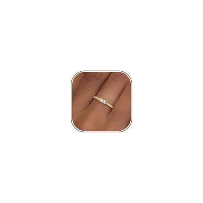 RLMOON Birthstone Gold Rings for Women Non Tarnish 14K Gold Plated Eternity Stackable Rings Dainty CZ Gemstone Engagement Rings Wedding Band Jewelry Gifts Size 4-10 - color: 04. April(Created Diamond)