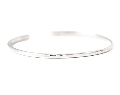 Larger Sterling Silver Hammered Thin Cuff Stacking Bracelet